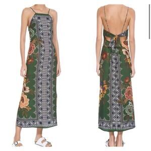 FARM Rio Green Floral Midi Dress